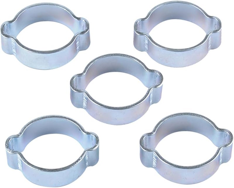 Veemoon 10pc Silver Zinc Plated Double Ear Hose Clamps 3.7x3cm for Automotive Water Tube - Image 1